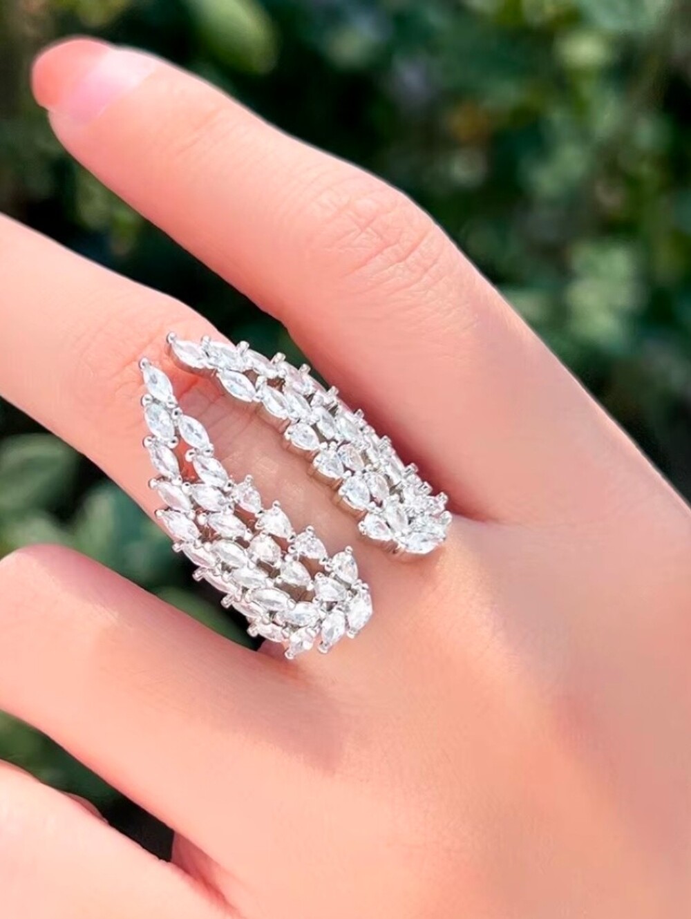 $8 Each Or Bundle 5/$20 Marquise Wings Cascade Silver-Tone Ring